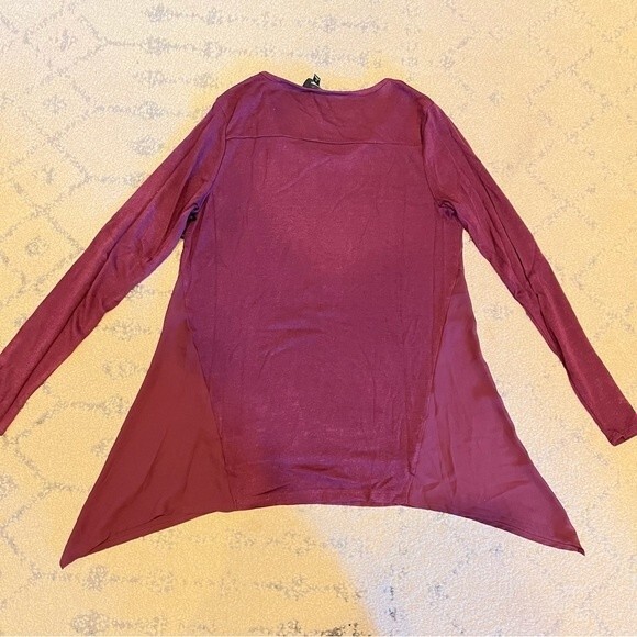 NWT Simply Vera Vera Wang Grape Wine Autumn Romance Draped Sides Long Sleeve Top - Picture 7 of 7